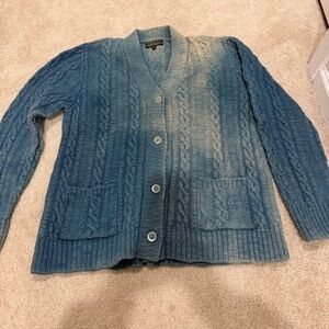 imogene + willie Teal Blue Ombre Cable Knit Cardigan